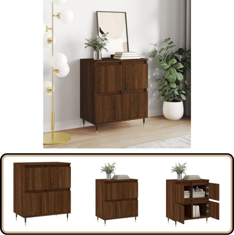 VidaXL Dressoir 60x35x70 cm Bruin Eikenhout Dressoir Buffetkast Houten Kast Bruine Eiken Vintage Design