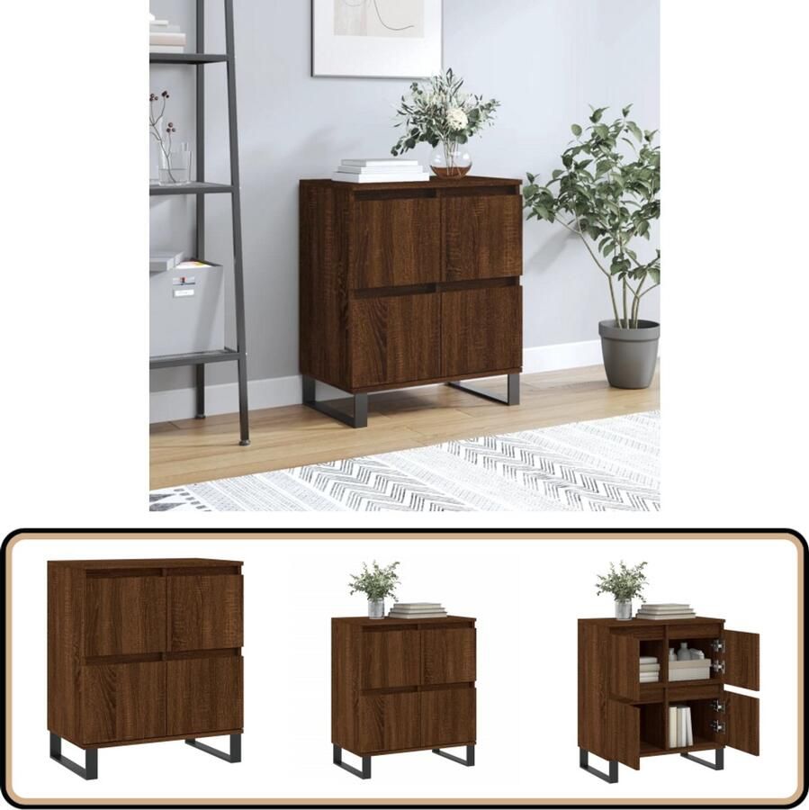 VidaXL Dressoir 60x35x70 cm Bruin Eikenkleur Dressoir Kast Houten Dressoir Bruine Eiken Opbergkast