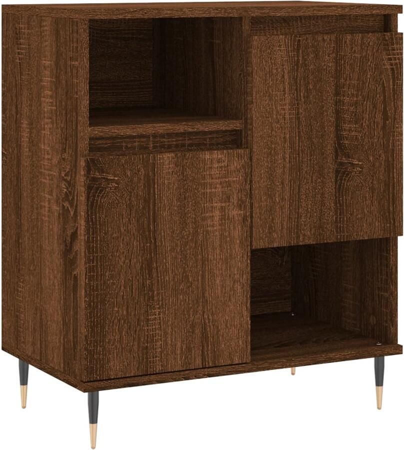VidaXL Dressoir 60x35x70 cm Bruin Eikenhout Dressoir Kast Opbergkast Salontafel Houten Dressoir