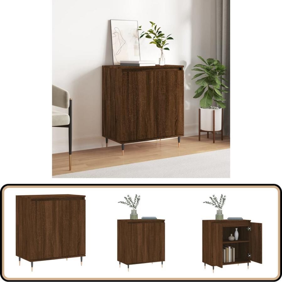VidaXL Bruineiken Dressoir 60x35x70 cm Stijlvol & Stevig Dressoir Kast Opbergkast Buffetkast Houten Dressoir