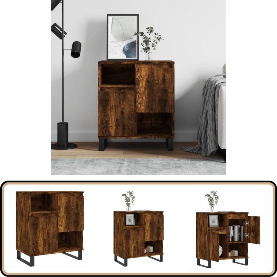 VidaXL Dressoir 60x35x70 cm Gerookt Eiken Kleur Dressoir Buffetkast Opbergkast Houten Kast Vintage Kast