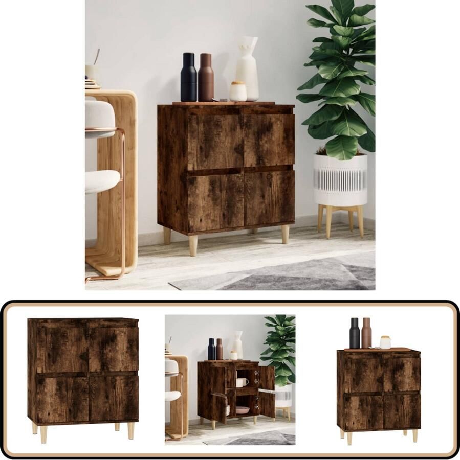 VidaXL Dressoir 60x35x70 cm Gerookt Eiken Dressoir Houten Dressoir Vintage Dressoir Opslagmeubilair Salontafel
