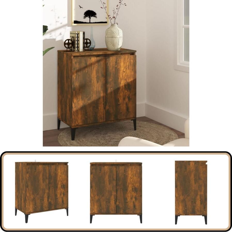 VidaXL Dressoir Gerookt Eiken 60x35x70 cm Dressoir Kast Houten Dressoir Minimalistisch Dressoir Gerookte Eiken Kleur