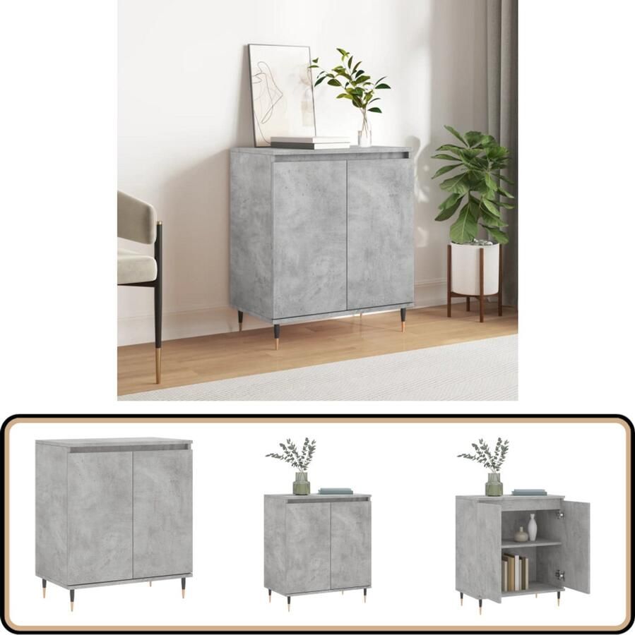 VidaXL Dressoir 60x35x70 cm Bewerkt hout Grijs Dressoir Opbergkast Buffetkast Houten Kast Grijze Kast - Foto 2