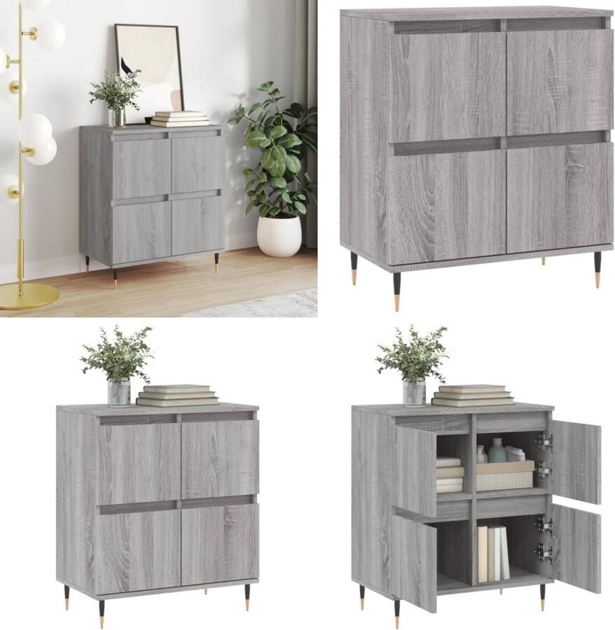 VidaXL Dressoir 60x35x70 cm bewerkt hout grijs sonoma eikenkleurig Dressoir Dressoirs Opbergkast Buffet