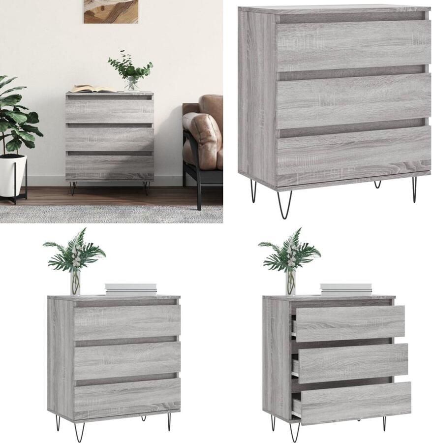 VidaXL Dressoir 60x35x70 cm bewerkt hout grijs sonoma eikenkleurig Dressoir Dressoirs Opbergkast Wandkast