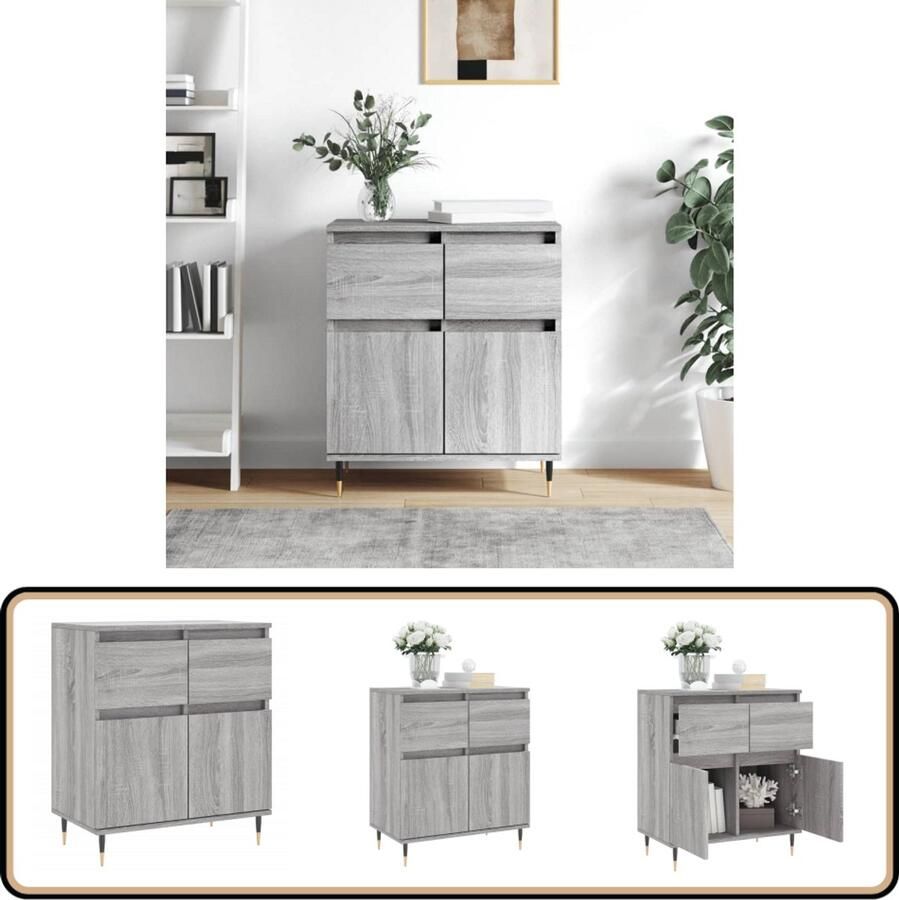VidaXL Dressoir 60x35x70 cm Grijs Sonoma Eiken Dressoir Salontafel Houten Dressoir Grijze Dressoir Vintage Dressoir