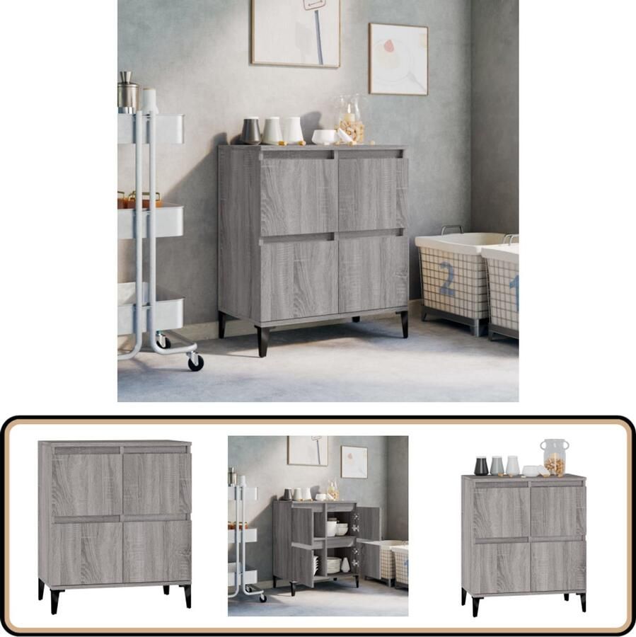 VidaXL Dressoir 60x35x70 cm Grijs Sonoma Eiken Dressoir Klassiek Dressoir Houten Dressoir Grijze Dressoirs Salontafel - Foto 2