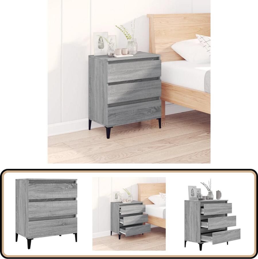 VidaXL Dressoir 60x35x70 cm Grijs Sonoma Eiken Dressoir Salontafel Houten Dressoir Grijze Dressoir Modern Dressoir