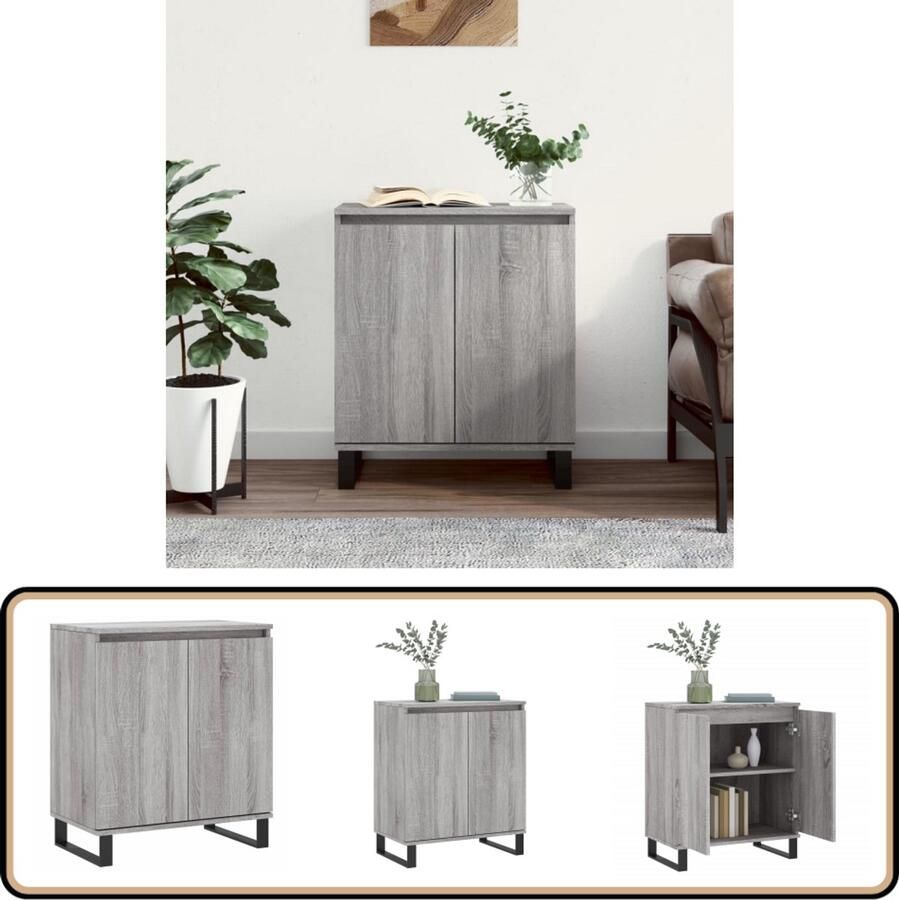 VidaXL Dressoir 60x35x70 cm Grijs Sonoma Eiken Dressoir Opbergkast Salontafel Houten Kast Grijze Kast - Foto 3
