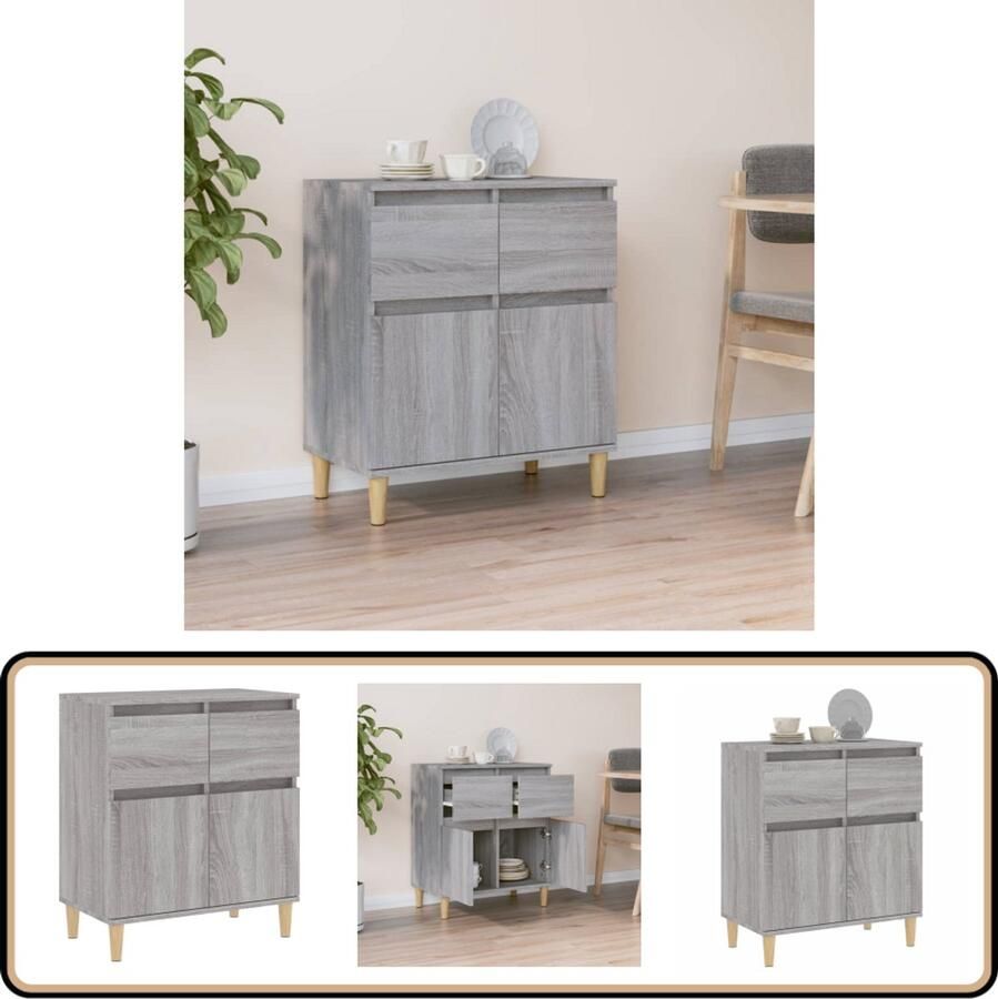 VidaXL Dressoir 60x35x70 cm Grijs Sonoma Eiken Dressoir Commode Houten Dressoir Salontafel Opbergmeubilair