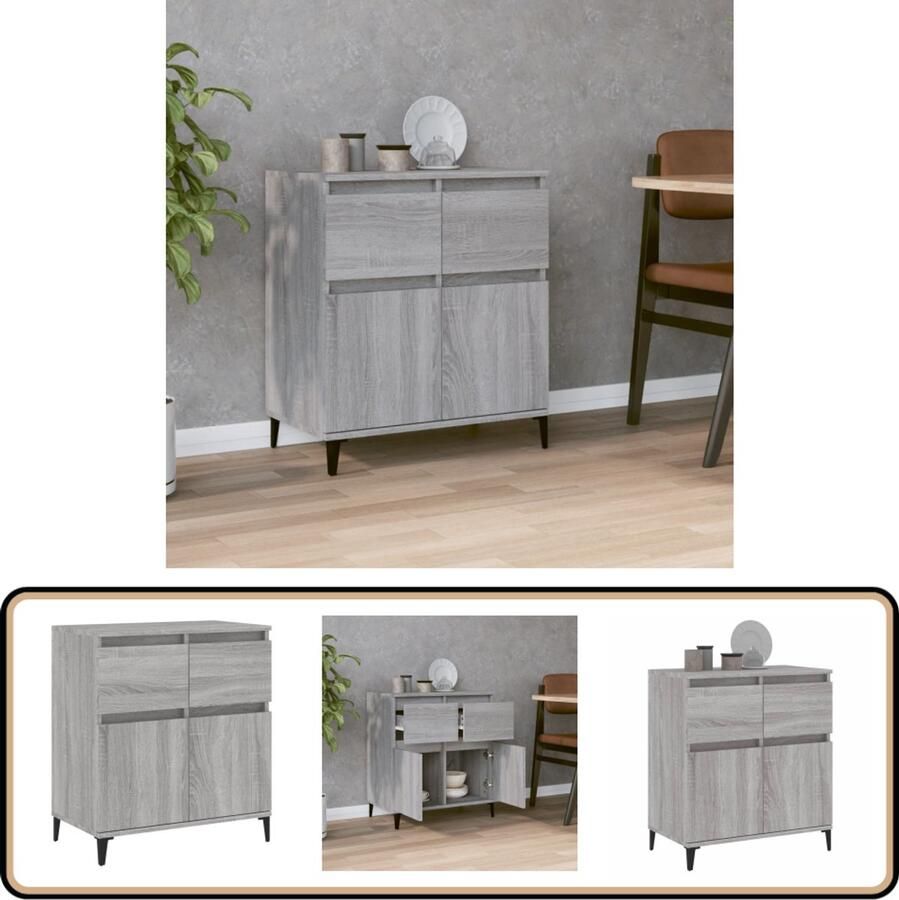 VidaXL Dressoir Grijs Sonoma Eiken 60x35x70 cm Dressoir Salontafel Houten Dressoir Grijze Dressoir Landelijke Dressoir