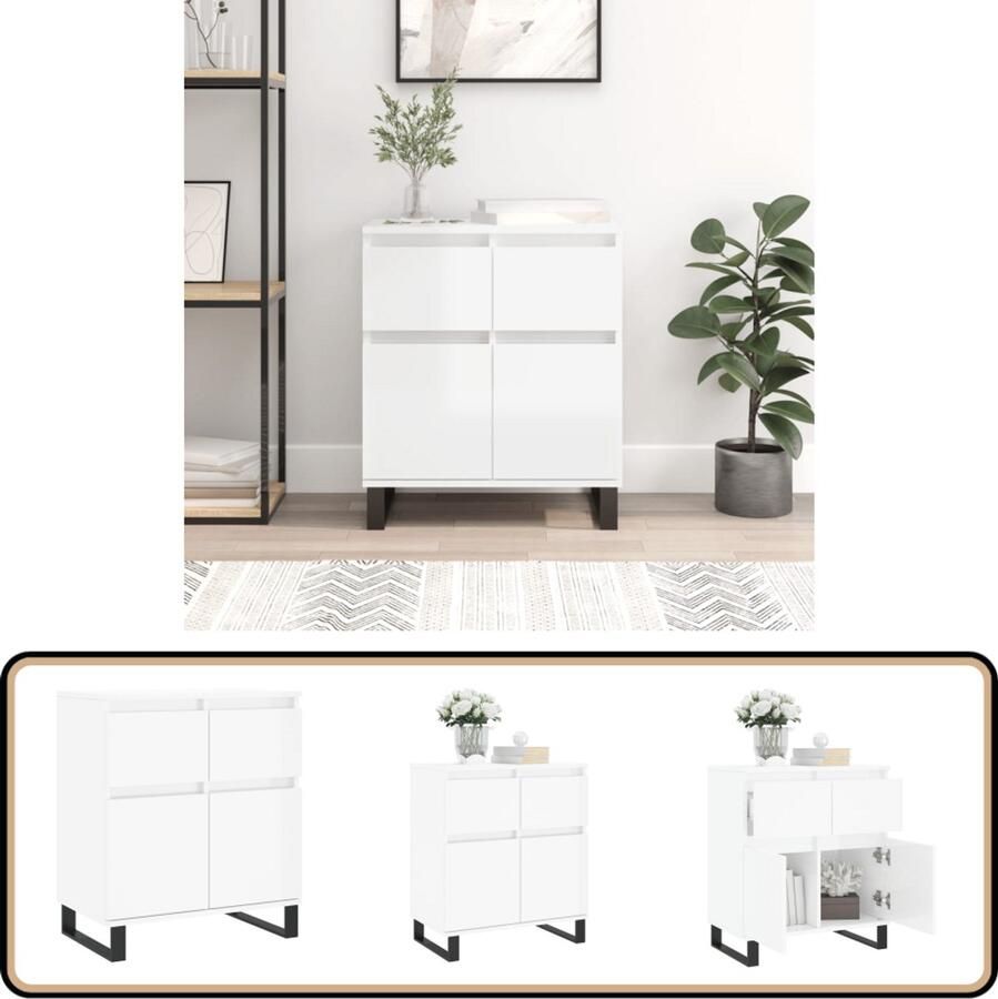 VidaXL -Dressoir-60x35x70-cm-bewerkt-hout-hoogglans-wit - Foto 12