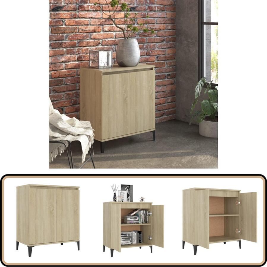 VidaXL Dressoir 60x35x70 cm Sonoma Eiken 2 Deuren Dressoir Industrieel Design Houten Dressoir Salontafel Tv Tafel