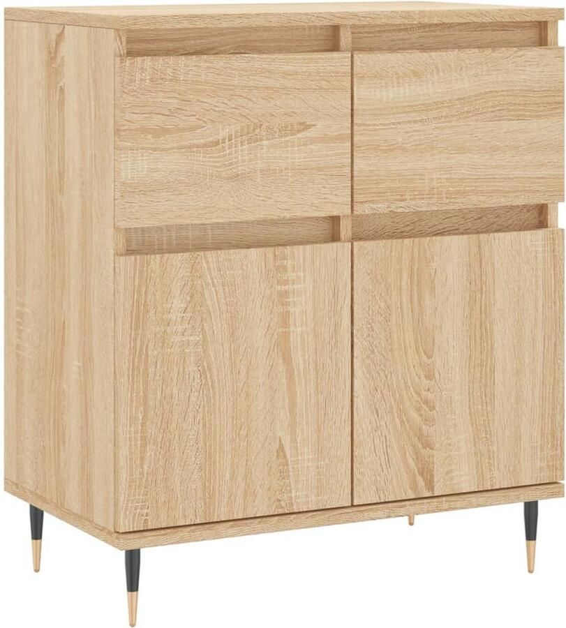 VidaXL Dressoir 60x35x70 cm Sonoma Eiken Hout en IJzer Dressoir Sonoma Eiken Houten Kast Opbergkast Salontafel