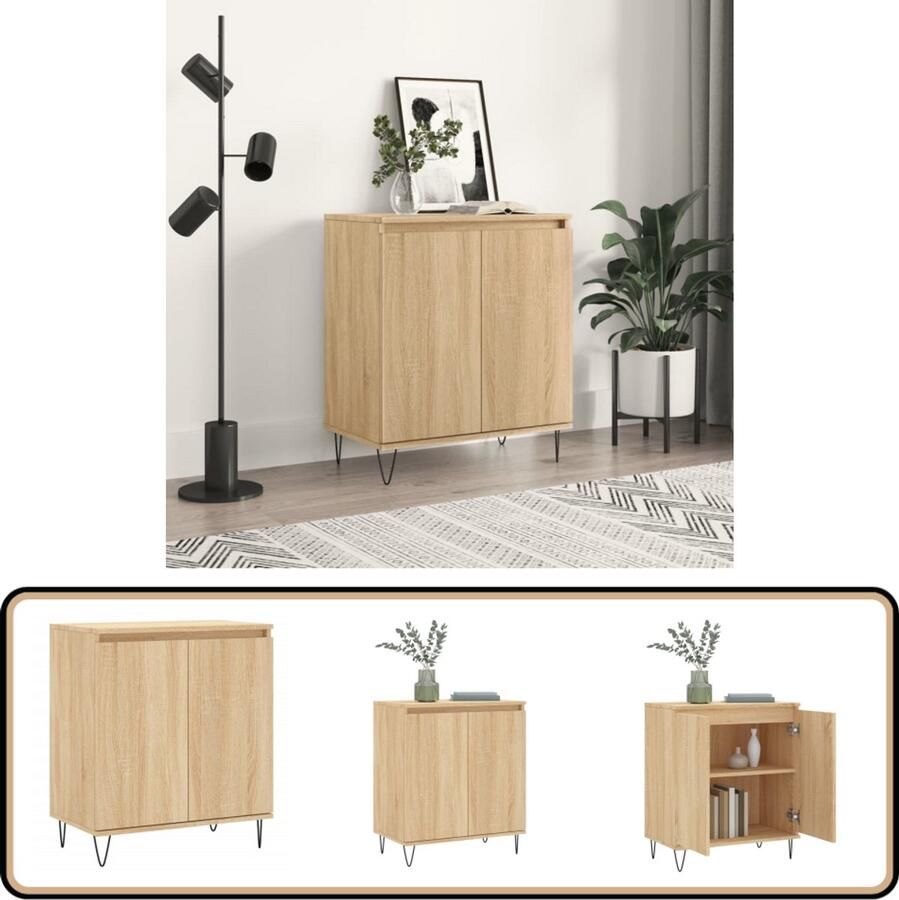 VidaXL Dressoir 60x35x70 cm Sonoma Eikenkleurig Dressoir Salontafel Houten Kast Opbergkast Decoratief Meubel
