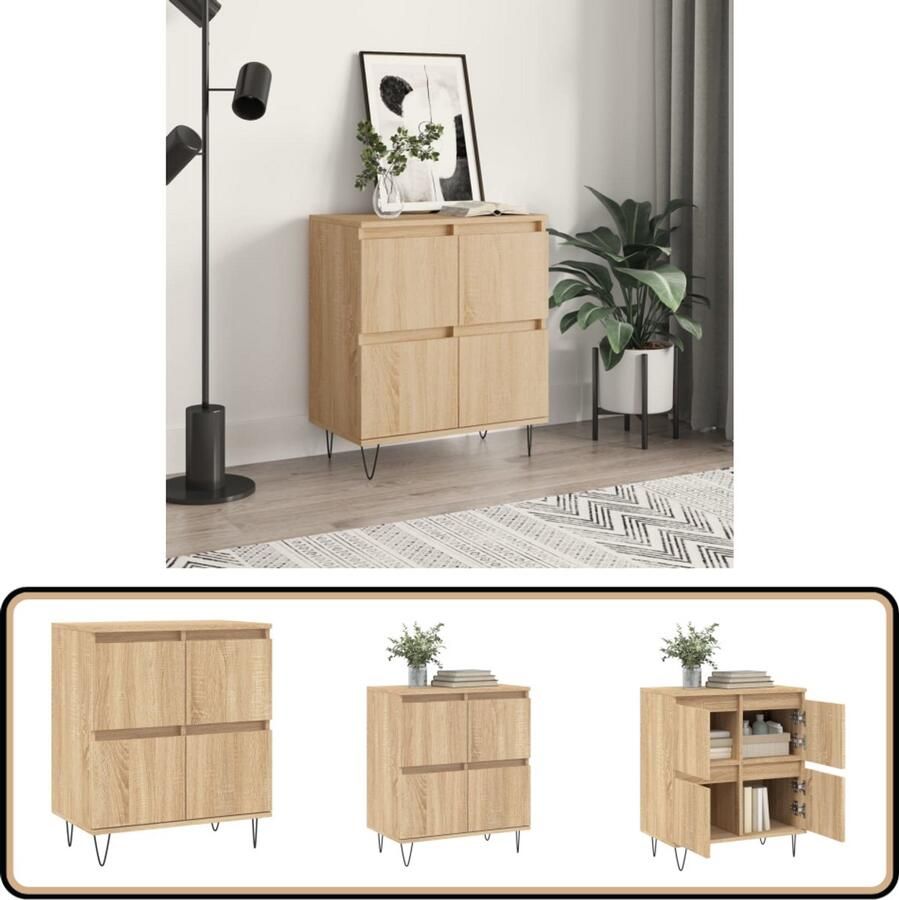 VidaXL Dressoir 60x35x70 cm Sonoma Eiken Hout Dressoir Kast Opbergkast Salontafel Woonkamermeubilair