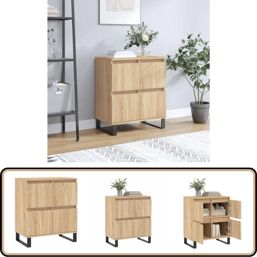 VidaXL Dressoir 60x35x70 cm Sonoma Eikenkleurig Dressoir Salontafel Houten Kast Opbergkast Woonaccessoires