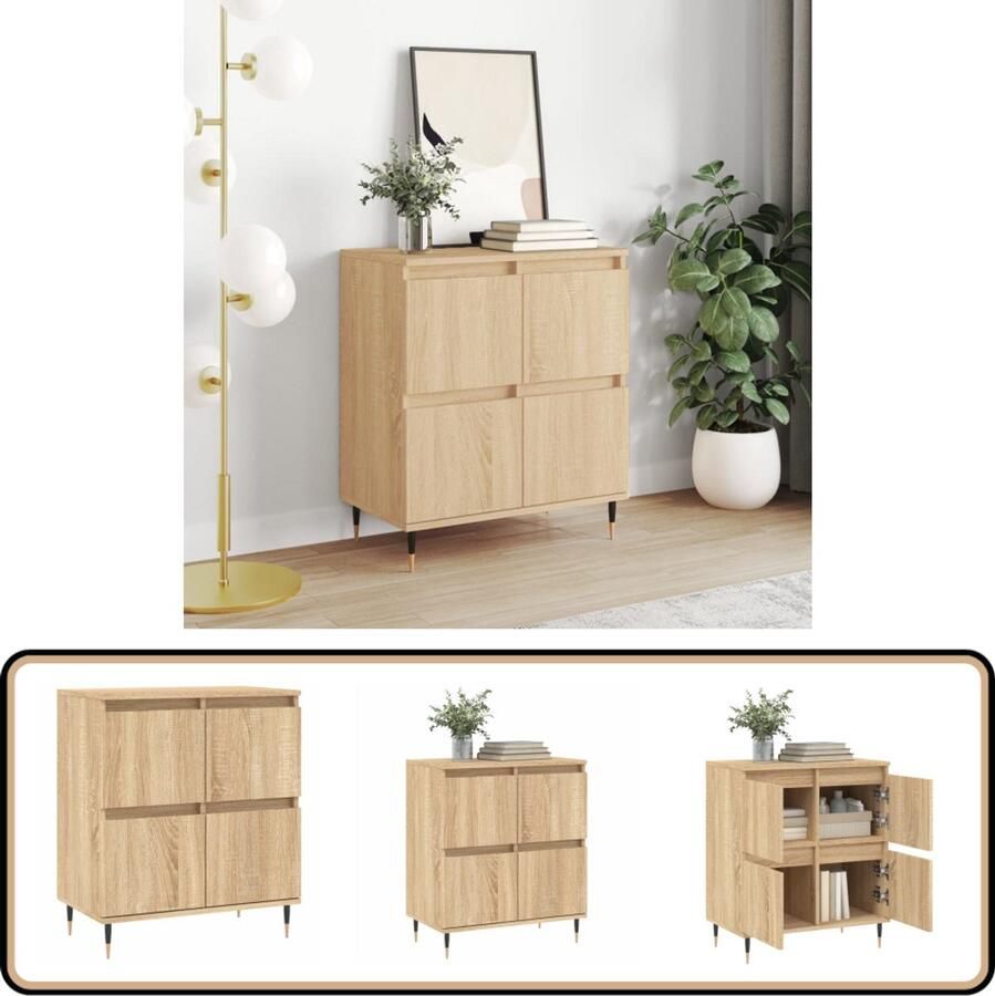 VidaXL Dressoir Sonoma Eiken 60x35x70 cm Dressoir Salontafel Opbergkast Houten Kast Sonomapine