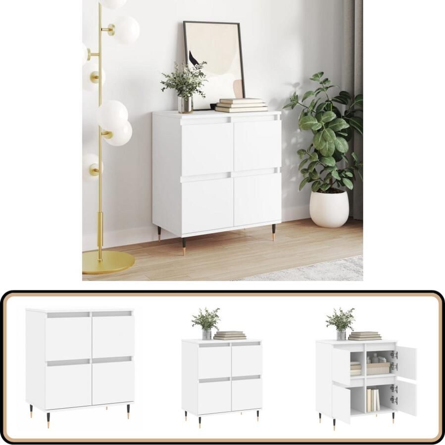 VidaXL Dressoir 60x35x70 cm Bewerkt hout Wit Dressoir Opbergkast Salontafel Houten Dressoir Wit Dressoir