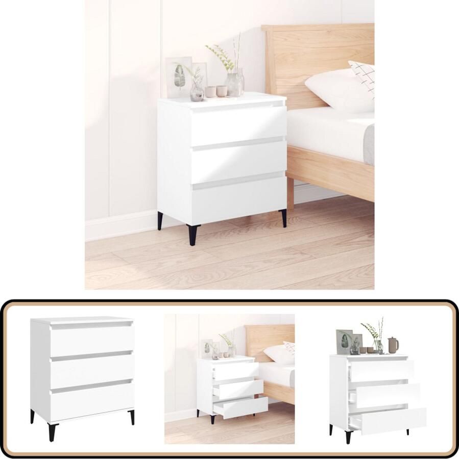 VidaXL Dressoir 60x35x70 cm Wit Bewerkt Hout Dressoir Minimalistische Kast Houten Kast Wit Dressoir Opbergkast