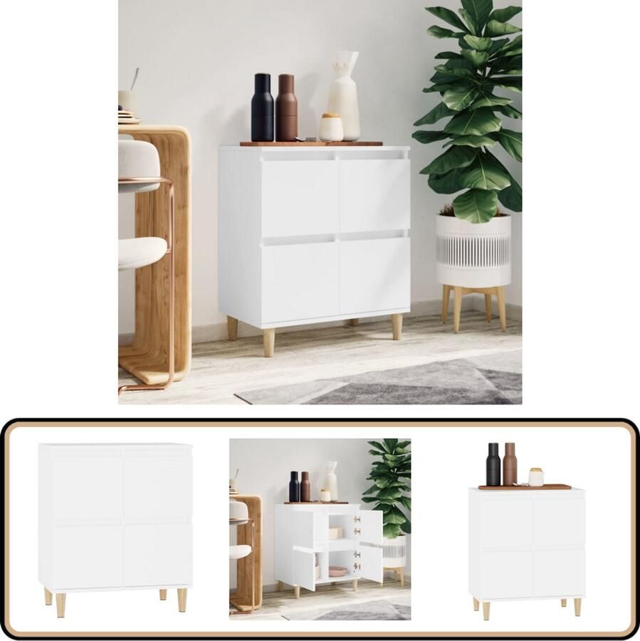 VidaXL Dressoir Wit 60x35x70 cm Bewerkt Hout Dressoir Houten Dressoir Wit Dressoir Opbergmeubel Salontafel