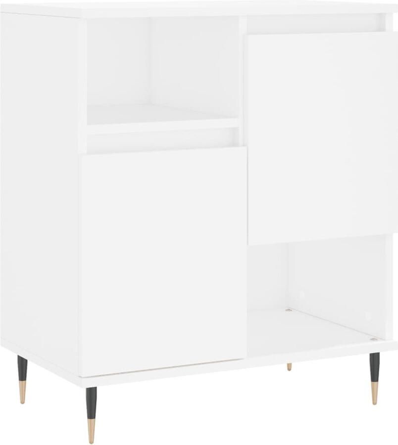 VidaXL Dressoir 60x35x70 cm Wit Bewerkt Hout Dressoir Opbergkast Kast Houten Dressoir Wit Dressoir - Foto 2
