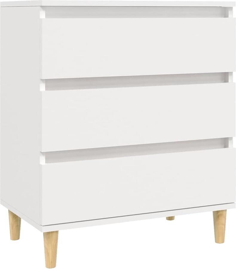 The Living Store Dressoir 60x35x70 cm bewerkt hout wit Dressoir Commode Opbergruimte Houten Dressoir Wit Dressoir