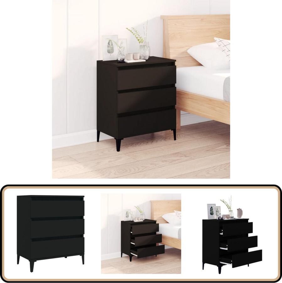 VidaXL Dressoir 60x35x70 cm Bewerkt Hout Zwart Dressoir Commode Houten Dressoir Zwart Dressoir Modern Dressoir