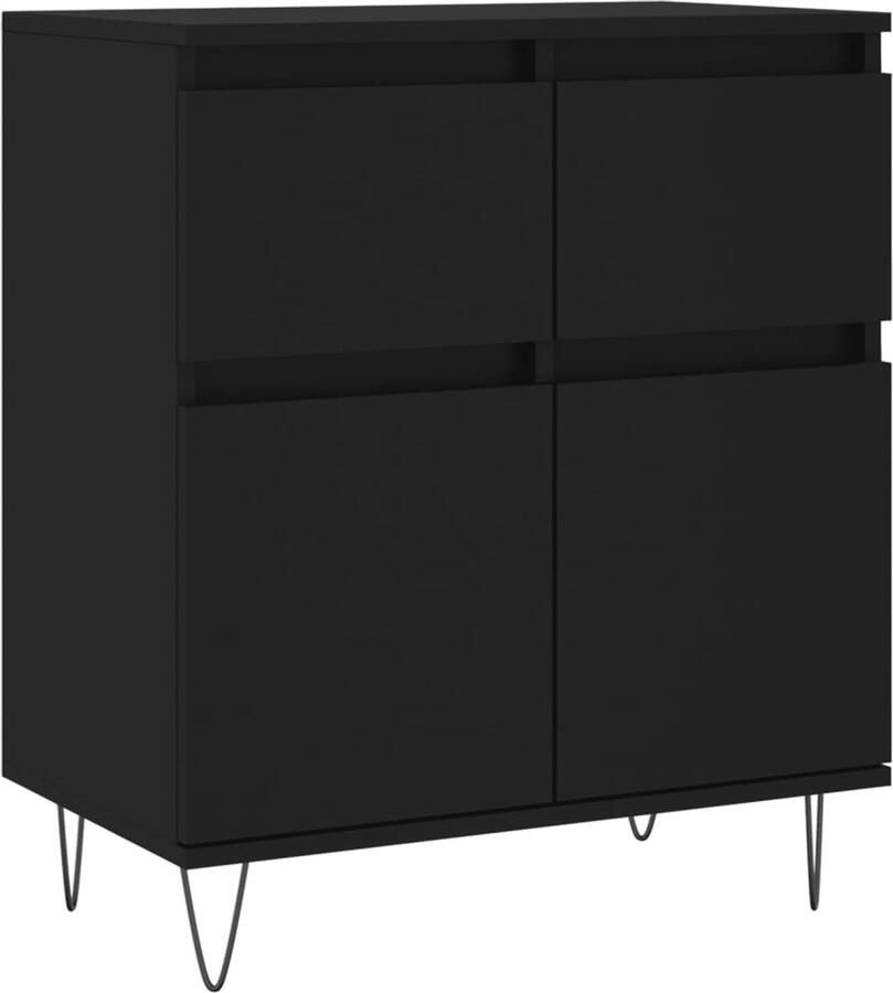 VidaXL Dressoir Zwart 60x35x70 cm Stijlvol en Praktisch Dressoir Opbergkast Kast Zwarte Dressoirs Houten Dressoir