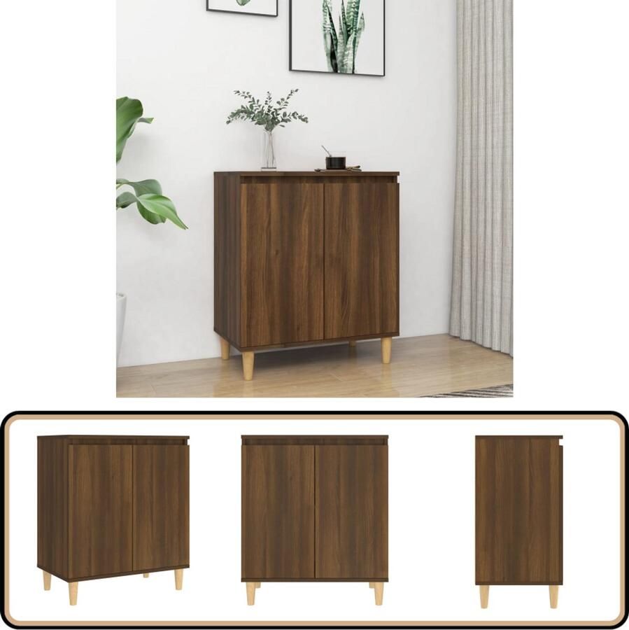 VidaXL Dressoir 60x35x70 cm Bruin eikenkleur Dressoir Bruineiken Houten Dressoir Opbergmeubilair Salontafel - Foto 2