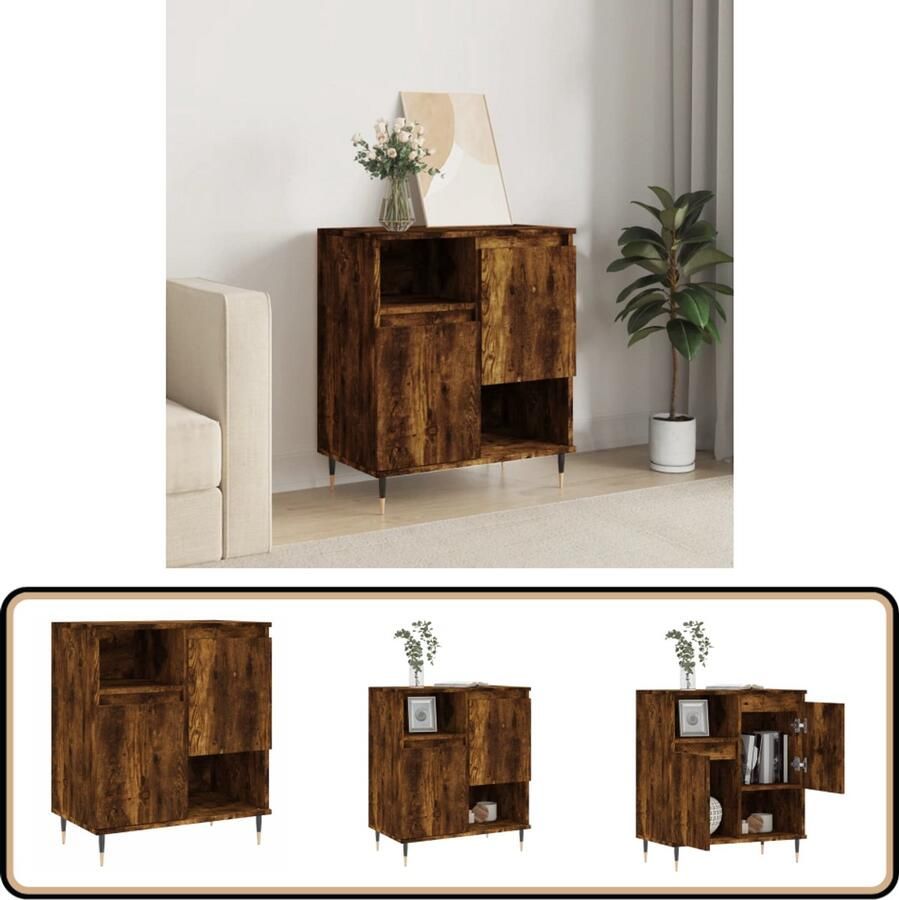 VidaXL Dressoir 60x35x70 cm Gerookt Eiken Hout Dressoir Kast Opbergkast Buffetkast Houten Dressoir