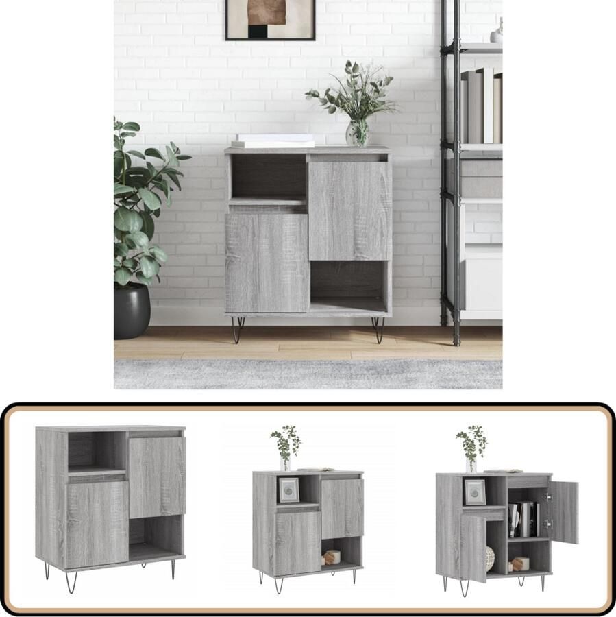 VidaXL Dressoir 60x35x70 cm Grijs Sonoma Eiken Dressoir Kast Opbergkast Salontafel Woonkamerinrichting