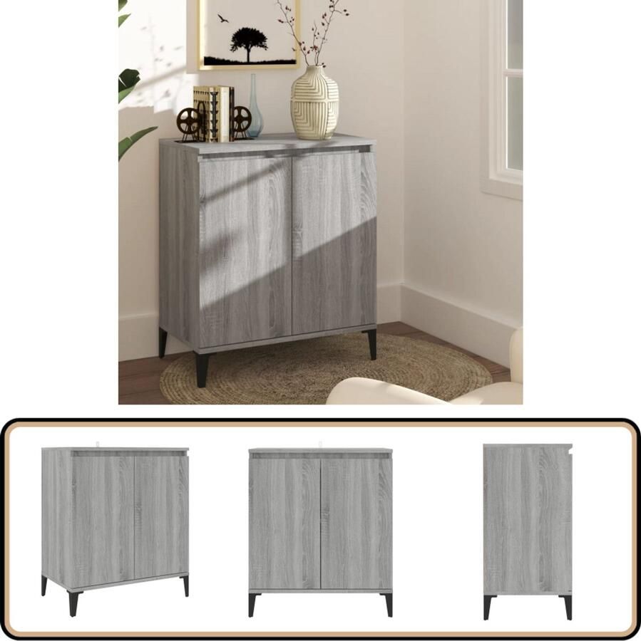 VidaXL Dressoir 60x35x70 cm Grijs Sonoma Eiken Dressoir Kast Salontafel Minimalistisch Design Grijze Kleur - Foto 2