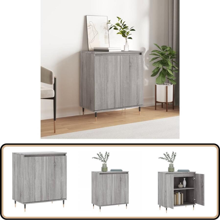 VidaXL Dressoir 60x35x70 cm Grijs Sonoma Eiken Dressoir Opbergkast Kast Salontafel Woonkamerinrichting - Foto 2