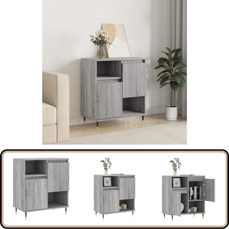 VidaXL Dressoir 60x35x70 cm Grijs Sonoma Eiken Opbergkast Dressoir Kast Salontafel Houten Kast - Foto 2