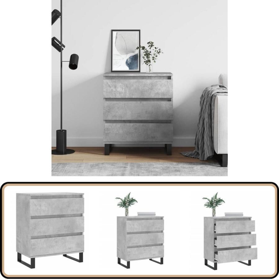 VidaXL Dressoir 60x35x70 cm Hout en IJzer Grijs Dressoir Buffetkast Opbergkast Houten Kast Grijze Kast - Foto 2