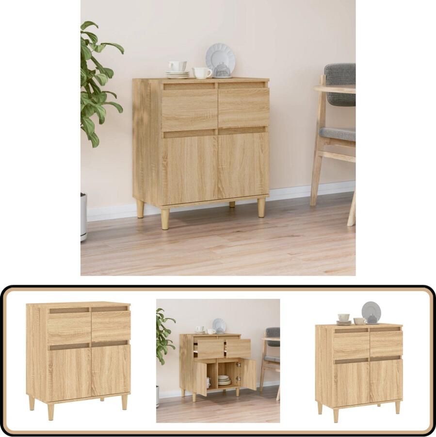 VidaXL Dressoir 60x35x70 cm Hout Sonoma Eiken Dressoir Salontafel Houten Meubel Keukenmeubilair Woonkamerdecoratie - Foto 2