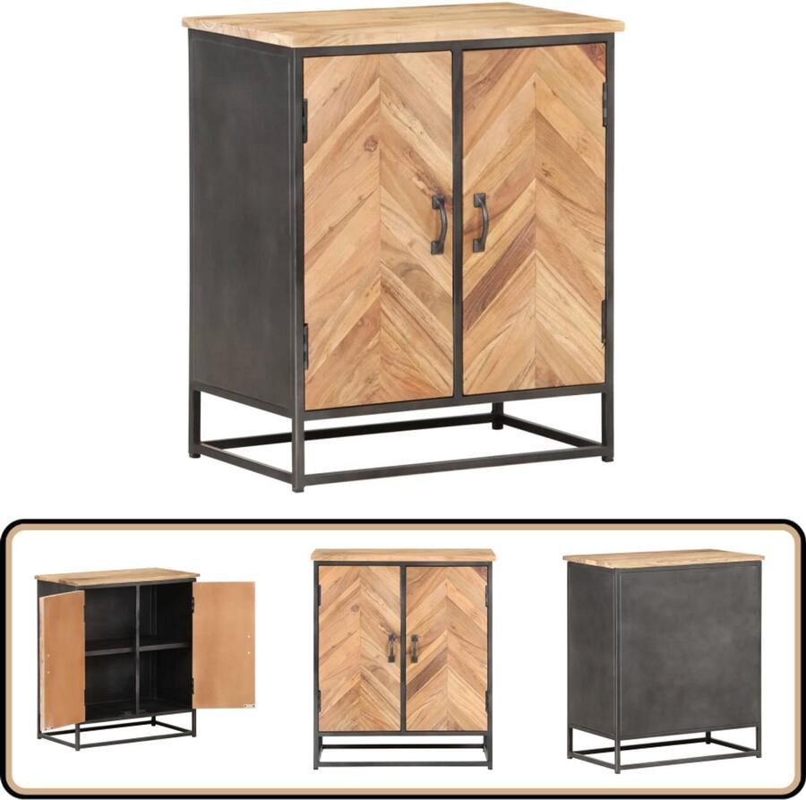 VidaXL Dressoir 60x35x70 cm Massief Acaciahout Dressoir Industrieel Design Acaciahout Vintage Kast Salontafel - Foto 2