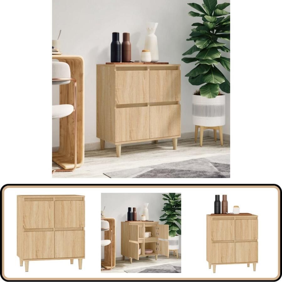 VidaXL Dressoir 60x35x70 cm Sonoma eikenhout Dressoir Klassiek Meubel Houten Dressoir Salontafel Tv Tafel - Foto 2