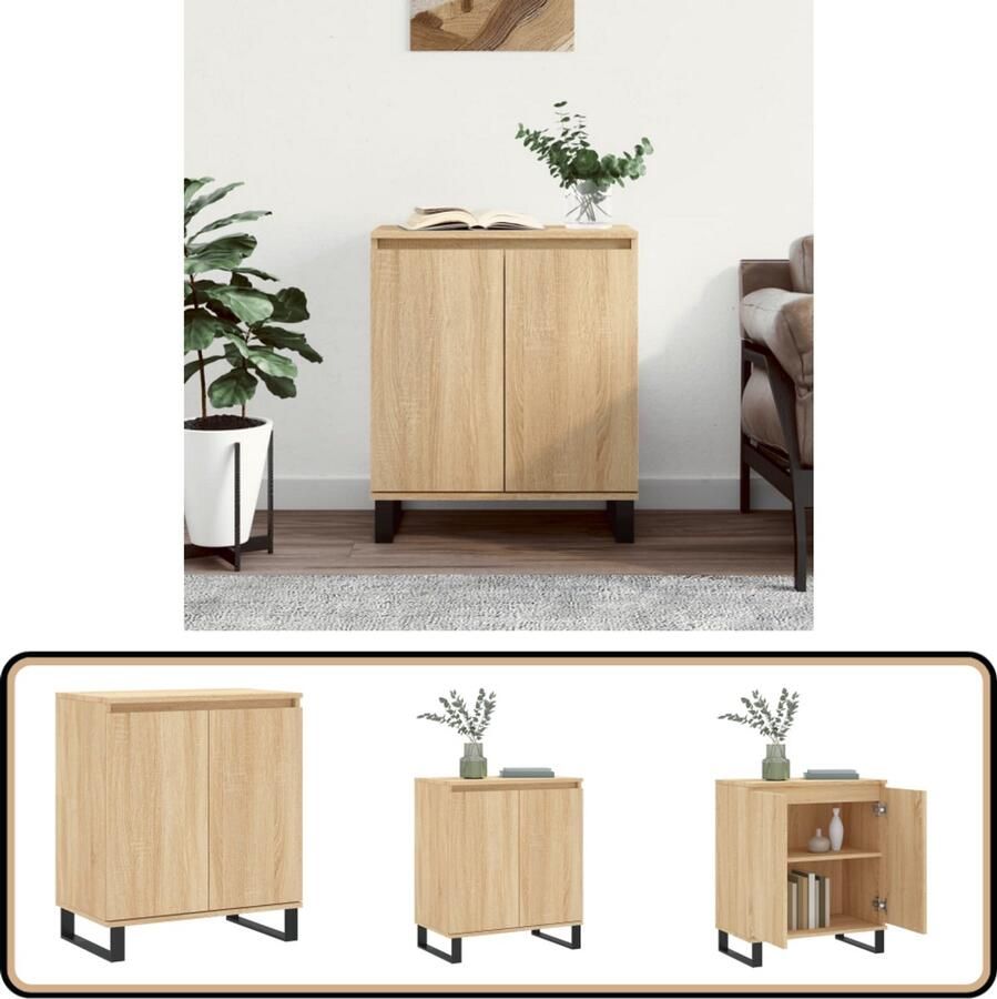 VidaXL Dressoir 60x35x70 cm Sonoma eikenhout Dressoir Salontafel Houten Kast Opbergkast Interieurdecoratie - Foto 2