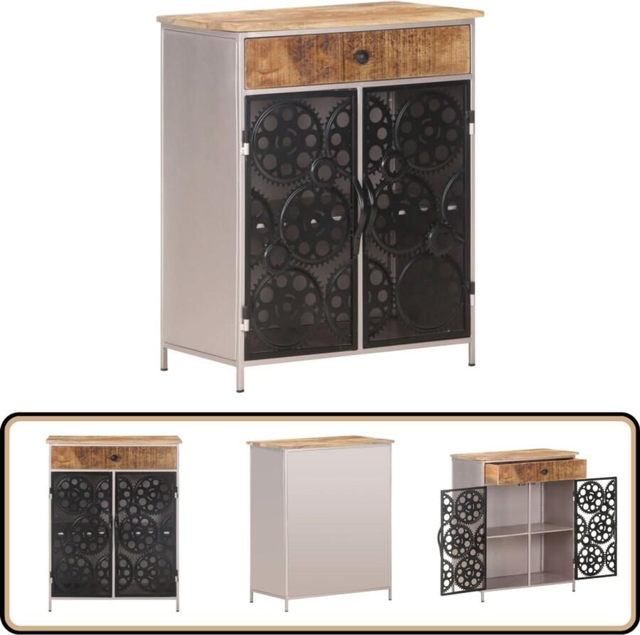 VidaXL Dressoir 60x35x75 cm Mangohout en IJzer Dressoir Bijzettafel Mangohout Meubilair Vintage Dressoir Industriele Meubels