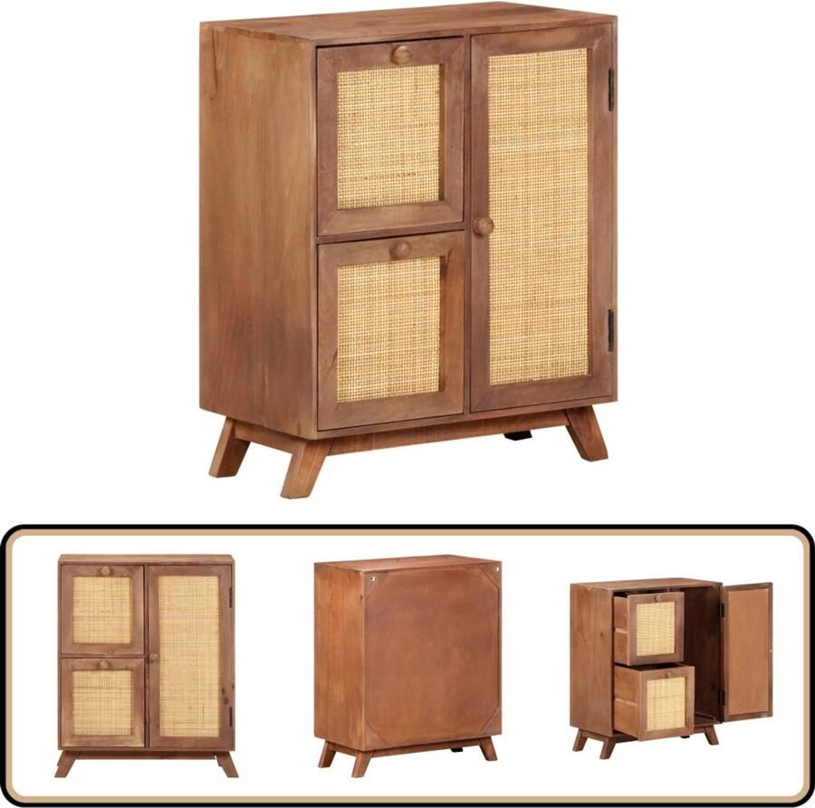 VidaXL Dressoir 60x35x75 cm Massief Mangohout Ladekast Dressoir Mangohout Vintage Landelijk - Foto 2