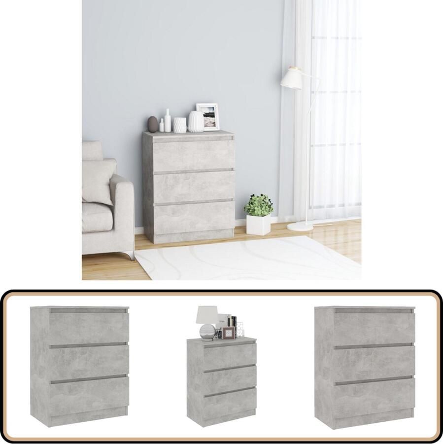VidaXL -Dressoir-60x35x76-cm-bewerkt-hout-betongrijs - Foto 2