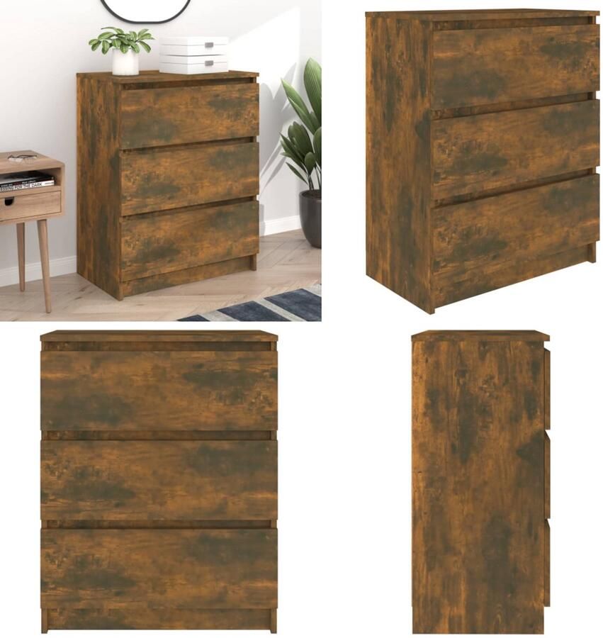 VidaXL Dressoir 60x35x76 cm bewerkt hout gerookt eikenkleurig Dressoir Dressoirs Kast Wandkast