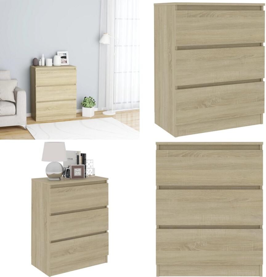 VidaXL Dressoir 60x35x76 cm bewerkt hout sonoma eikenkleurig Dressoir Dressoirs Zijkast Zijkasten