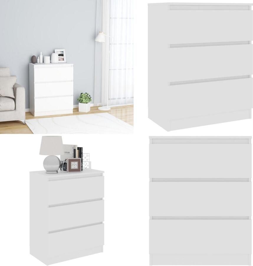 VidaXL Dressoir 60x35x76 cm bewerkt hout wit Dressoir Dressoirs Zijkast Zijkasten