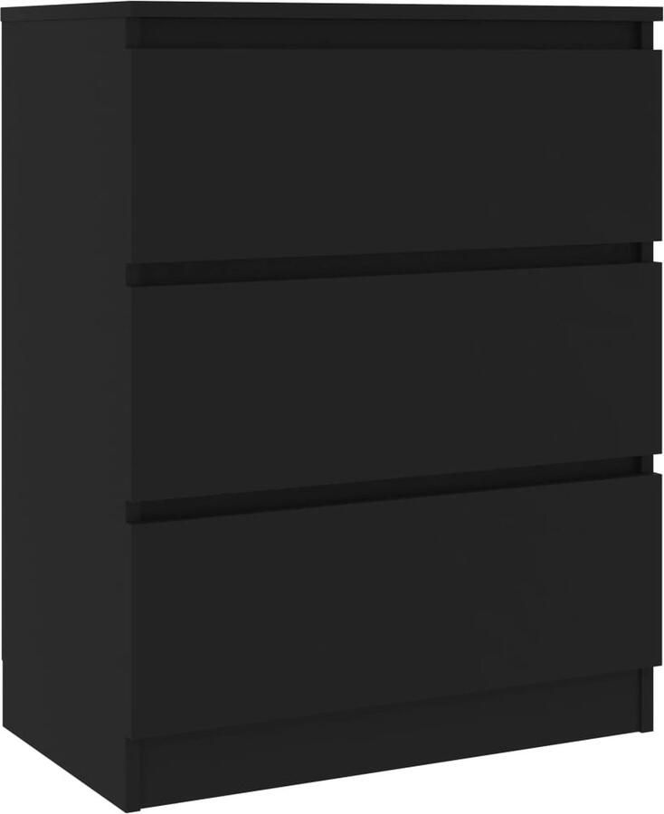 VidaXL Dressoir Bewerkte hout Zwart 60x35x76 cm Dressoir Kast Houten Dressoir Black Dresser Tv Stand Salontafel