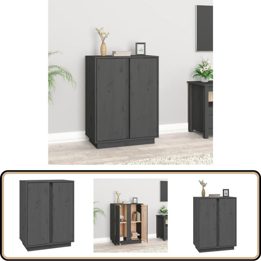 VidaXL Dressoir 60x35x80 cm Massief Grenenhout Dressoir Houten Dressoir Grenoble Hout Vintage Dressoir Salontafel - Foto 2