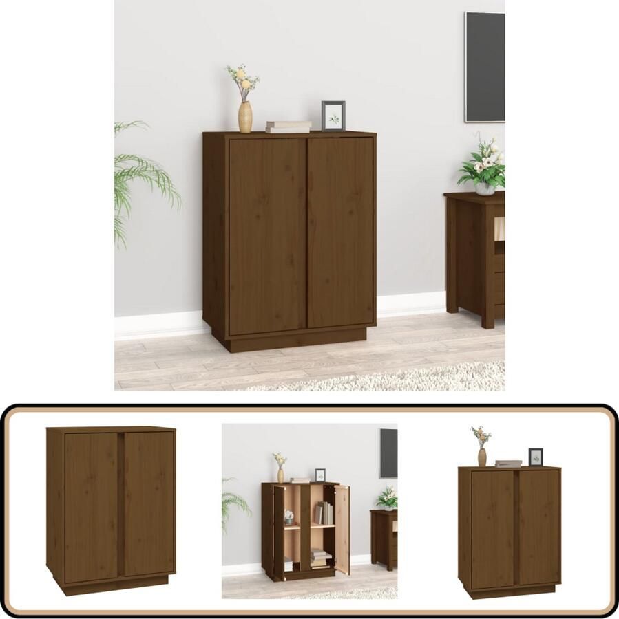 VidaXL Dressoir Grenenhout Honingbruin 60x35x80 cm Dressoir Houten Dressoir Vintage Dressoir Salontafel Entree Tafel
